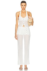 SIEDRES Sely Textured Low Rise Pant in White, view 4, click to view large image.