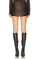 SIEDRES Risha Pocket Detailed Leather Mini Skirt in Brown, view 3, click to view large image.