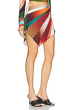 SIEDRES Jules Sun Ray Printed Asymmetric Mini Skirt in Multi, view 2, click to view large image.