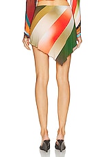 SIEDRES Jules Sun Ray Printed Asymmetric Mini Skirt in Multi, view 4, click to view large image.
