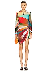 SIEDRES Jules Sun Ray Printed Asymmetric Mini Skirt in Multi, view 5, click to view large image.