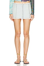 SIEDRES Loran Crystal Embellished Denim Mini Skirt in Light Blue, view 1, click to view large image.
