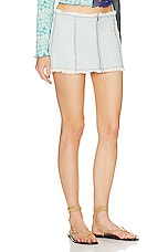 SIEDRES Loran Crystal Embellished Denim Mini Skirt in Light Blue, view 2, click to view large image.