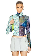 SIEDRES Cody Mesh Printed Turtleneck Top in Multi, view 1, click to view large image.