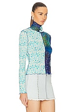 SIEDRES Cody Mesh Printed Turtleneck Top in Multi, view 2, click to view large image.