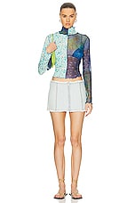 SIEDRES Cody Mesh Printed Turtleneck Top in Multi, view 5, click to view large image.