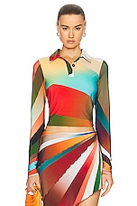 SIEDRES Duo Sun Ray Printed Polo Top in Multi, view 1, click to view large image.