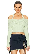 SIEDRES Ledi Off The Shoulder Ruched Top in Lime, view 1, click to view large image.