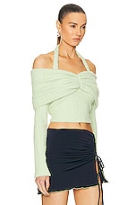 SIEDRES Ledi Off The Shoulder Ruched Top in Lime, view 2, click to view large image.