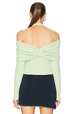 SIEDRES Ledi Off The Shoulder Ruched Top in Lime, view 3, click to view large image.
