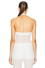 SIEDRES Lenda Textured Halterneck Top in White, view 3, click to view large image.
