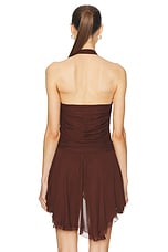 SIEDRES Tone Tie Front Top in Brown, view 3, click to view large image.