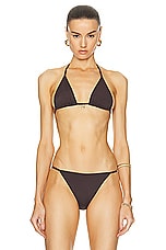 SIEDRES Verty Triangle Bikini Top in Brown, view 1, click to view large image.