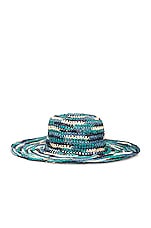 SENSI STUDIO Hippie Fiesta Hat in Blue, view 1, click to view large image.