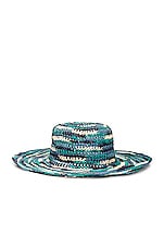 SENSI STUDIO Hippie Fiesta Hat in Blue, view 2, click to view large image.