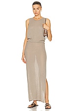 St. Agni Mesh Tuck Back Maxi Dress in Fog, view 1, click to view large image.