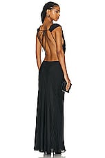 St. Agni Pinstripe Silk Maxi Dress in Black, view 1, click to view large image.