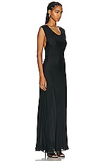 St. Agni Pinstripe Silk Maxi Dress in Black, view 3, click to view large image.