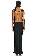 St. Agni Pinstripe Silk Maxi Dress in Black, view 4, click to view large image.