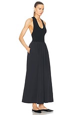 St. Agni Plunge Neck Dress in Black, view 2, click to view large image.