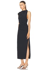 St. Agni Asymmetric Tuck Dress in Black, view 4, click to view large image.