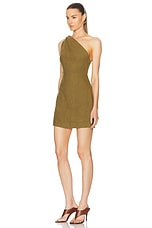 St. Agni Twisted Linen Mini Dress in Olive, view 3, click to view large image.