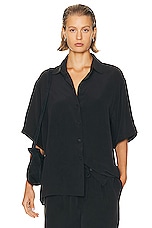 St. Agni Unisex Silk Shirt in Washed Black, view 1, click to view large image.
