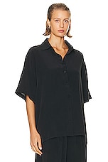 St. Agni Unisex Silk Shirt in Washed Black, view 2, click to view large image.