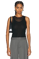 St. Agni Semi Sheer Double Layer Tank Top in Black, view 1, click to view large image.