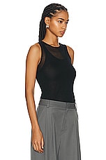 St. Agni Semi Sheer Double Layer Tank Top in Black, view 2, click to view large image.