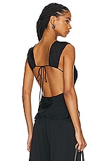 St. Agni Pinstripe Silk Top in Black, view 1, click to view large image.