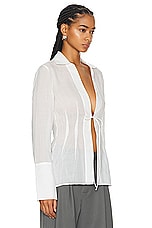 St. Agni Sheer Linen Tie Top in White, view 2, click to view large image.