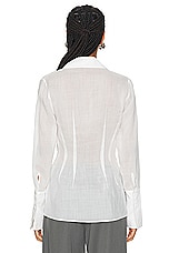 St. Agni Sheer Linen Tie Top in White, view 3, click to view large image.