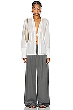St. Agni Sheer Linen Tie Top in White, view 4, click to view large image.