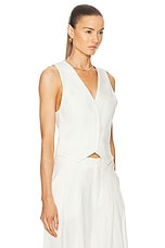 St. Agni Tailored Linen Vest in Ivory, view 2, click to view large image.