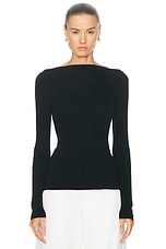 St. Agni Rouleau Tie Reversible Knit Top in Black, view 2, click to view large image.