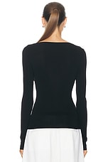 St. Agni Rouleau Tie Reversible Knit Top in Black, view 4, click to view large image.