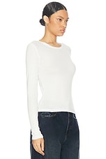 St. Agni Organic Cotton Soft Rib Long Sleeve Top in White, view 2, click to view large image.