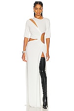 Sid Neigum Gathered Slit Maxi Dress in White, view 1, click to view large image.
