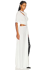 Sid Neigum Gathered Slit Maxi Dress in White, view 2, click to view large image.