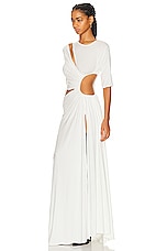 Sid Neigum Gathered Slit Maxi Dress in White, view 3, click to view large image.