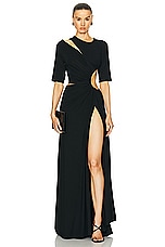 Sid Neigum Gathered Slit Maxi Dress in Black, view 1, click to view large image.