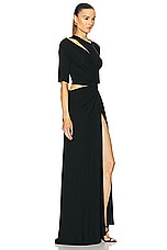 Sid Neigum Gathered Slit Maxi Dress in Black, view 2, click to view large image.