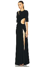 Sid Neigum Gathered Slit Maxi Dress in Black, view 3, click to view large image.