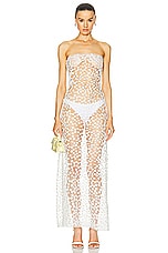 Sid Neigum Sheer Floral Embroidered Strapless Dress in White, view 1, click to view large image.