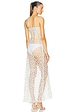 Sid Neigum Sheer Floral Embroidered Strapless Dress in White, view 3, click to view large image.