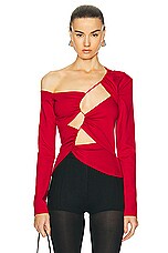 Sid Neigum Inverse Tension Cutout Top in Red, view 1, click to view large image.