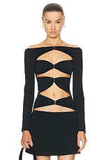 Sid Neigum D Ring Slit Top in Black, view 1, click to view large image.