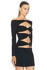 Sid Neigum D Ring Slit Top in Black, view 2, click to view large image.