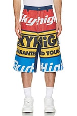 Sky High Farm Workwear Construction Graphic Logo Shorts in Multi, view 6, click to view large image.